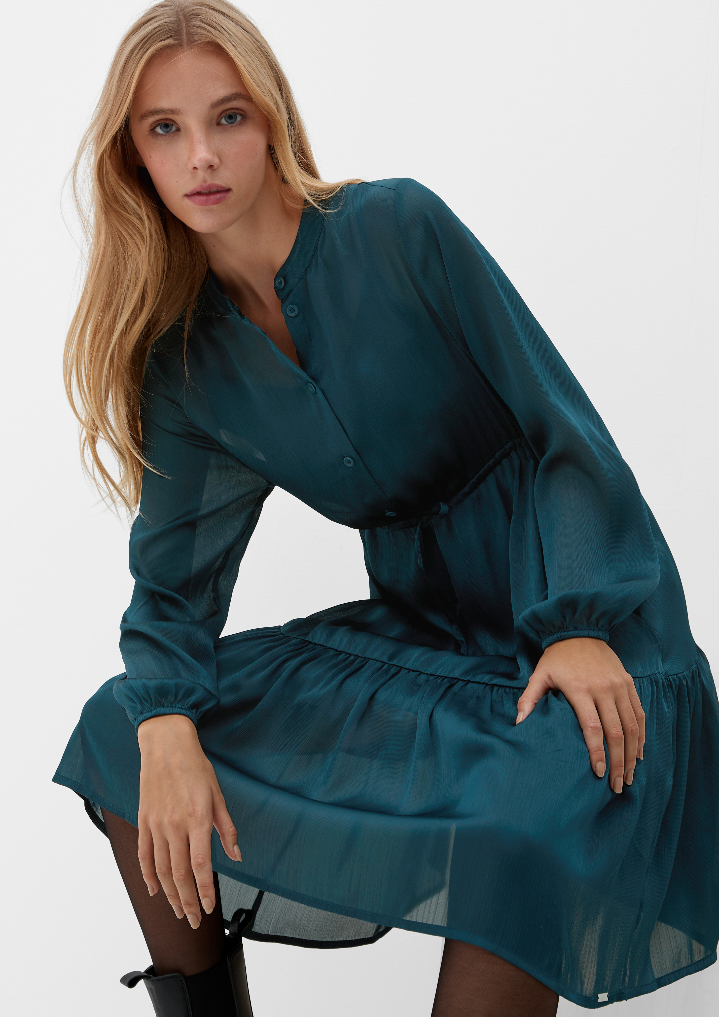 Dames Elegante midi-jurk met - petrol | www.soliver-online.be