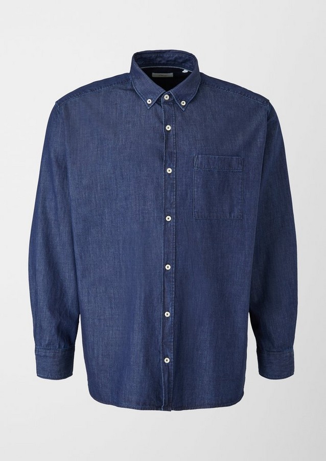 s.Oliver Chemise en jean bleu motif de tache style d\u00e9contract\u00e9 Mode Chemises Chemises en jean 