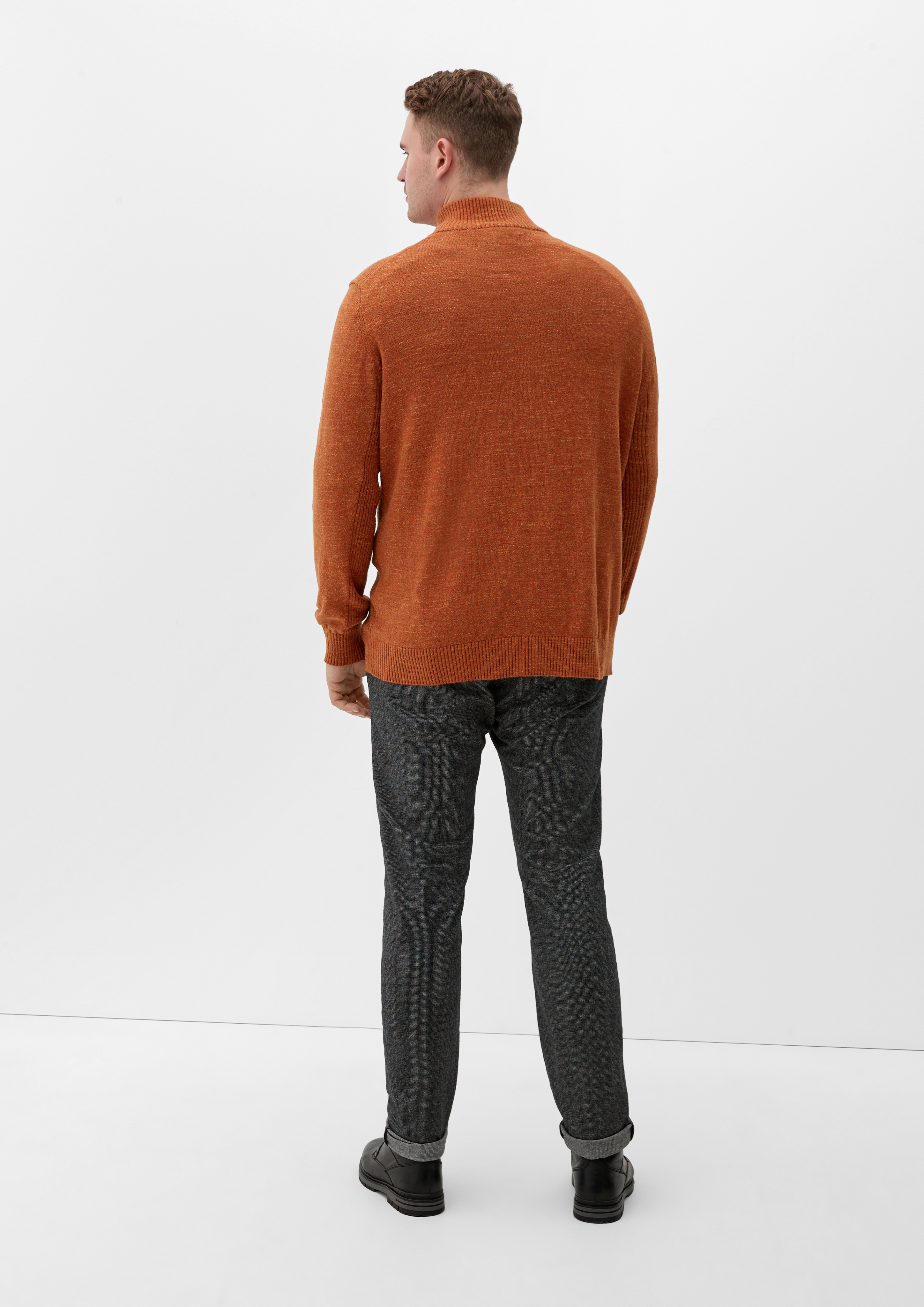Knitted zip-neck jumper