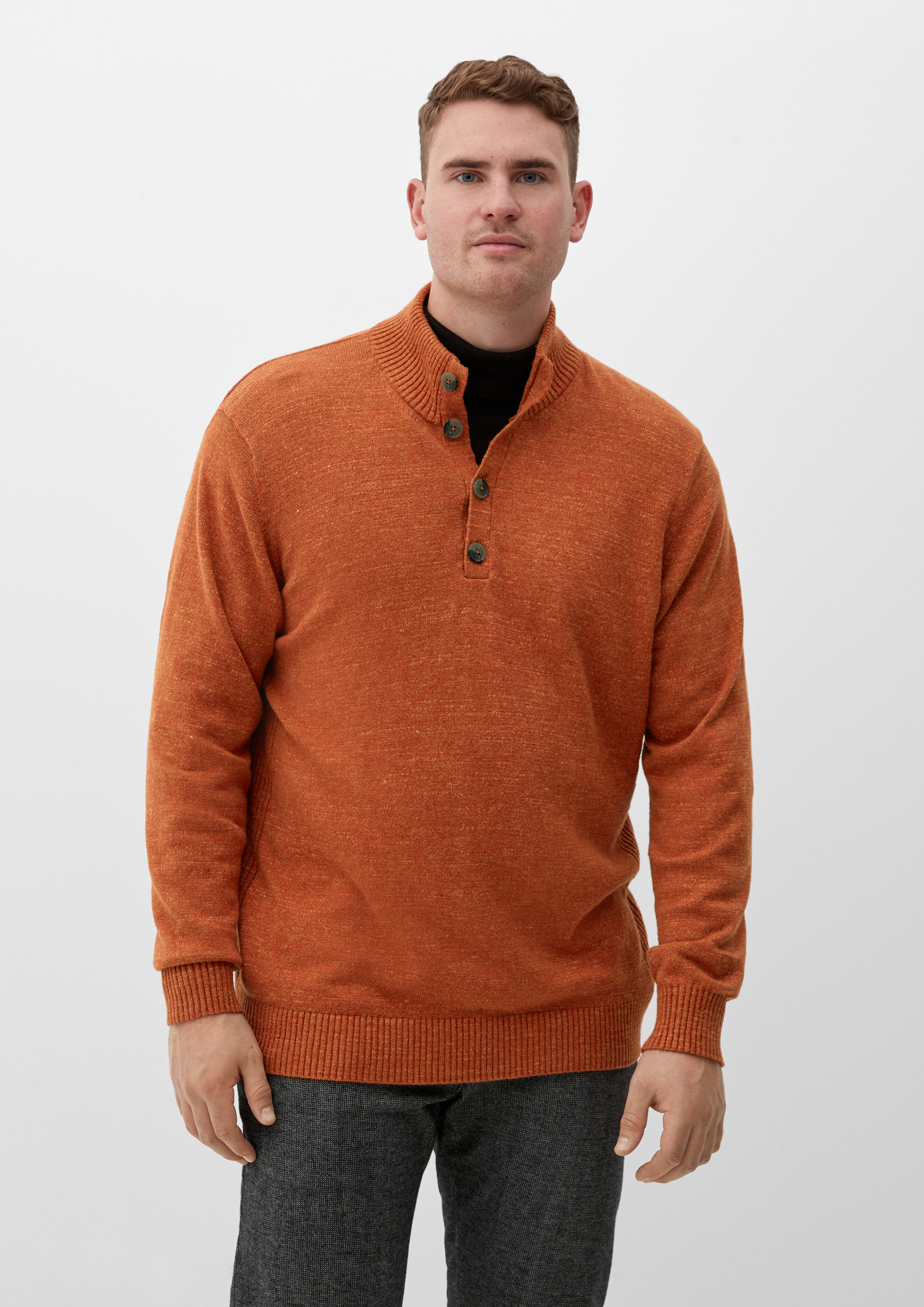 Knitted zip-neck jumper