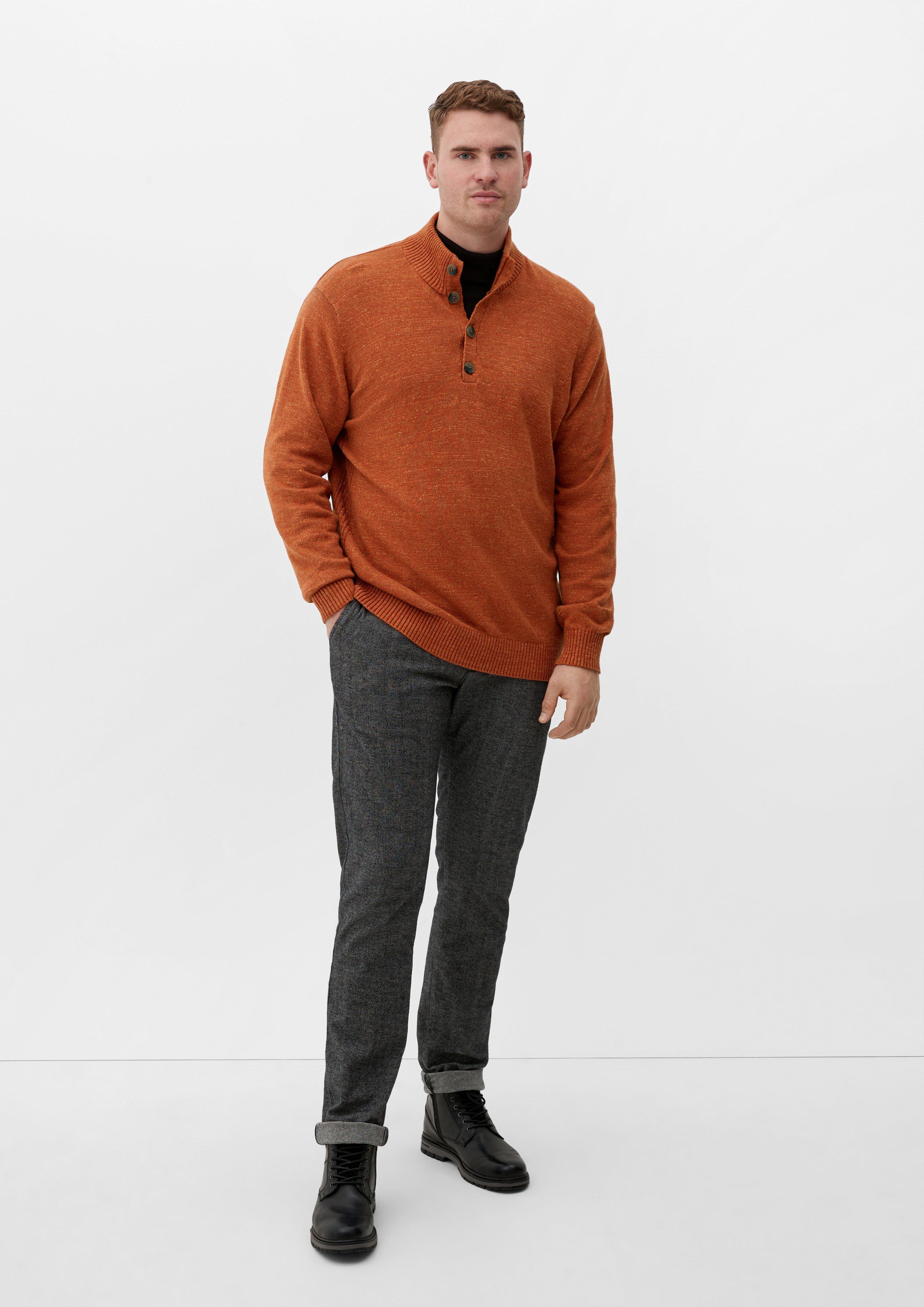 Knitted zip-neck jumper