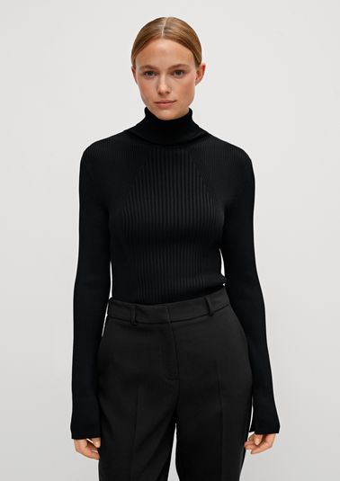 Polo neck jumper with a textured pattern from comma