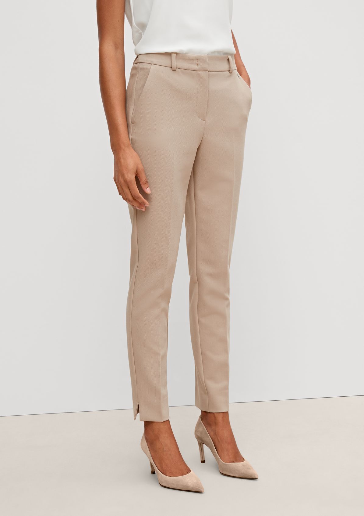 Regular fit: Cloth trousers with a herringbone pattern from comma