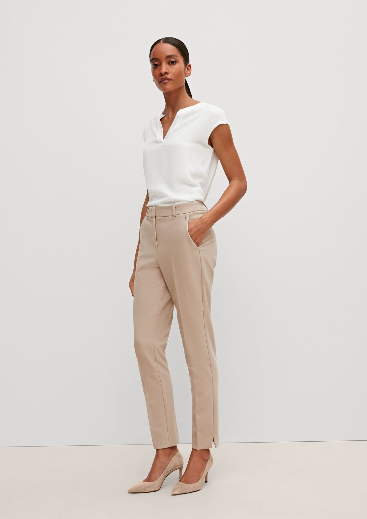 Regular fit: Cloth trousers with a herringbone pattern from comma