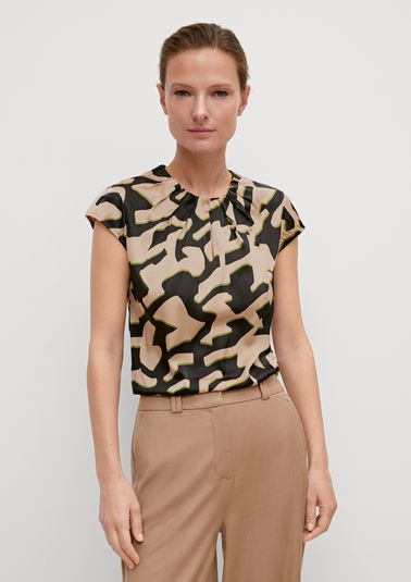 Satin blouse with cap sleeves from comma