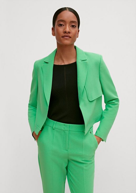 Cropped blazer with a herringbone pattern from comma