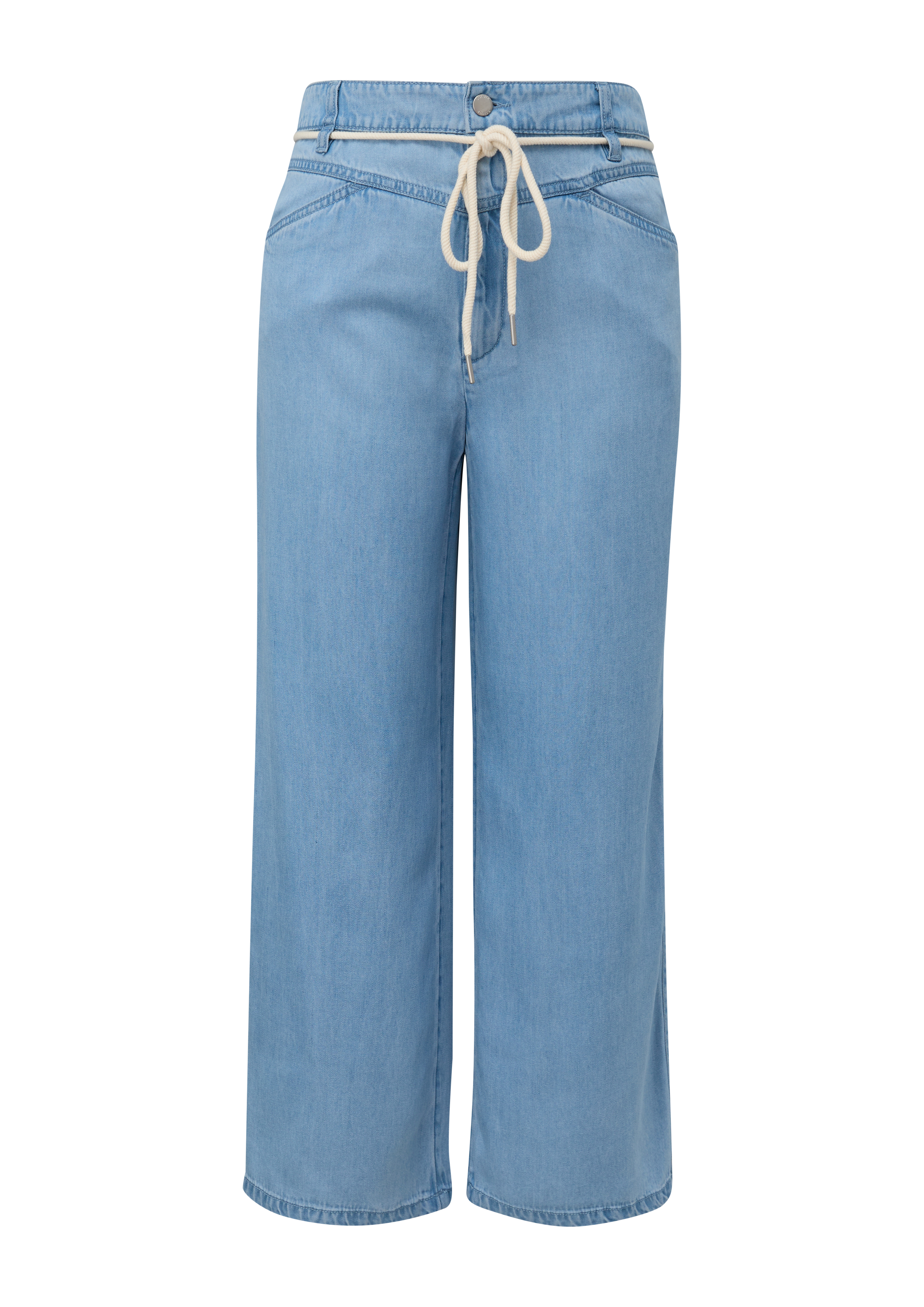 Satin jeans in 7/8 length with a fine garment wash