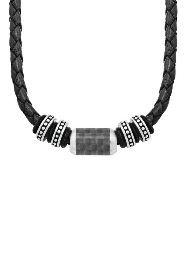 Herren Schmuck | Halskette aus Leder und Edelstahl - CF95096