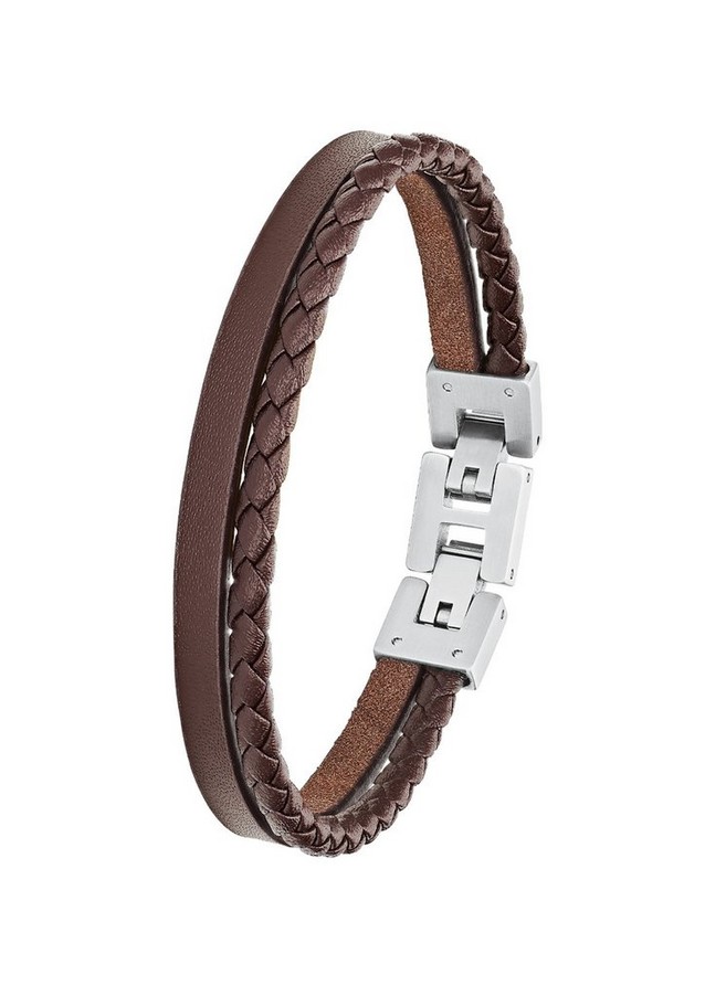 Herren Schmuck | Armband aus Leder und Edelstahl - KX35559
