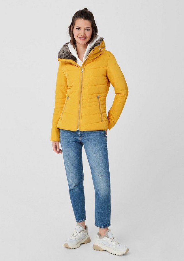 Women Jackets | Fitted quilted jacket with faux fur - JD85076