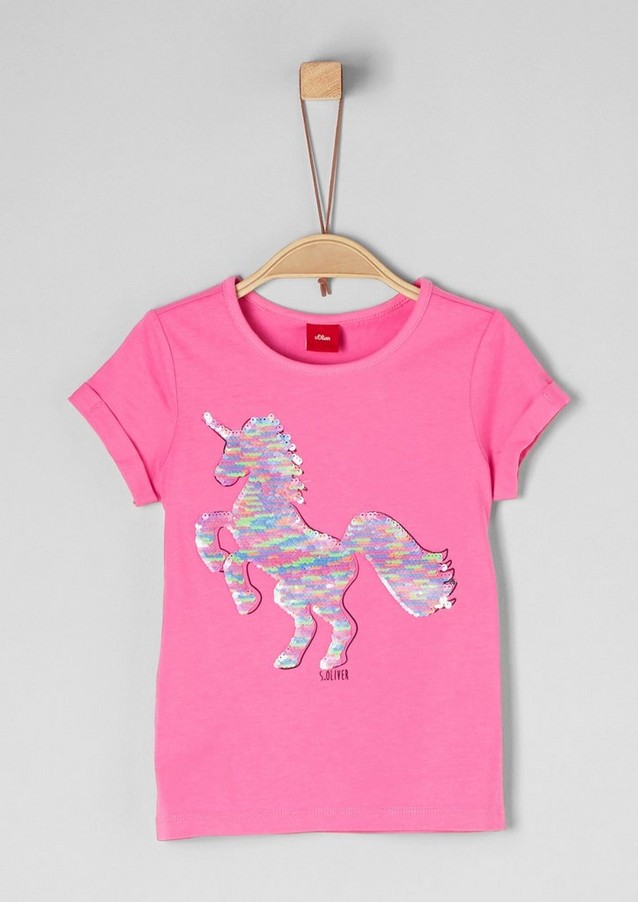 92 98 NeU Bondi Mädchen T-Shirt WendePailletten Streichel Shirt Einhorn Pink Gr 