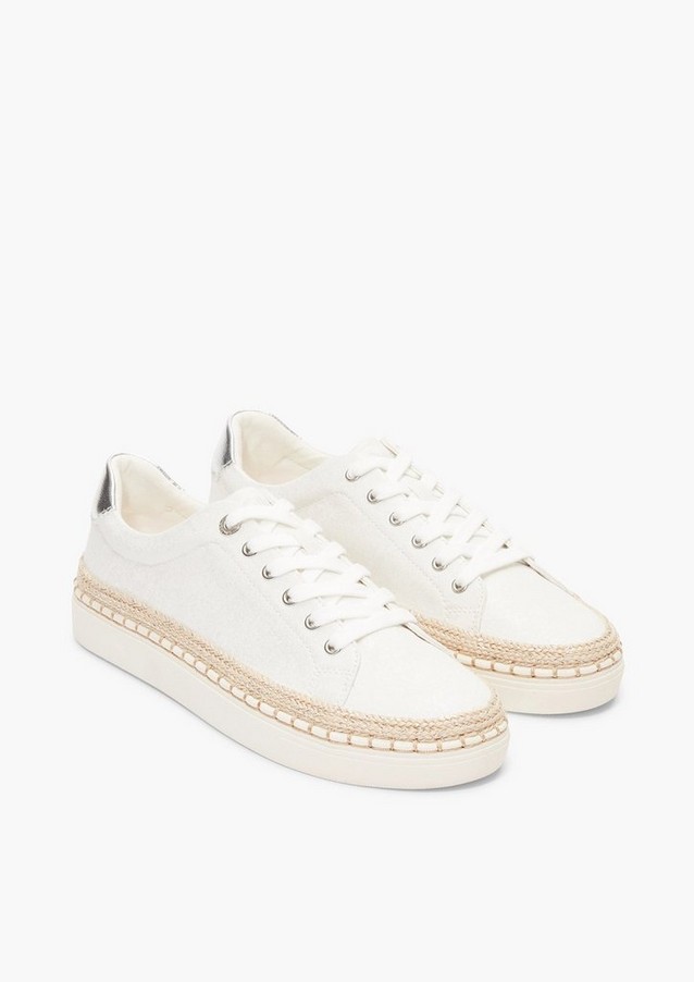 Sneaker, Schnürung, Reißverschluss, Kontrast Material, hoch, für Damen, WEIß, 39 Sneaker, Schnürung, Reißverschluss, Kontrast Material, hoch, für Damen, WEIß, 39