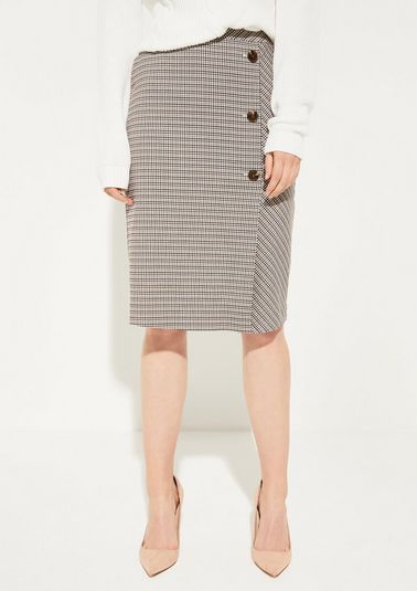 Long skirt with fine Prince of Wales check pattern from comma