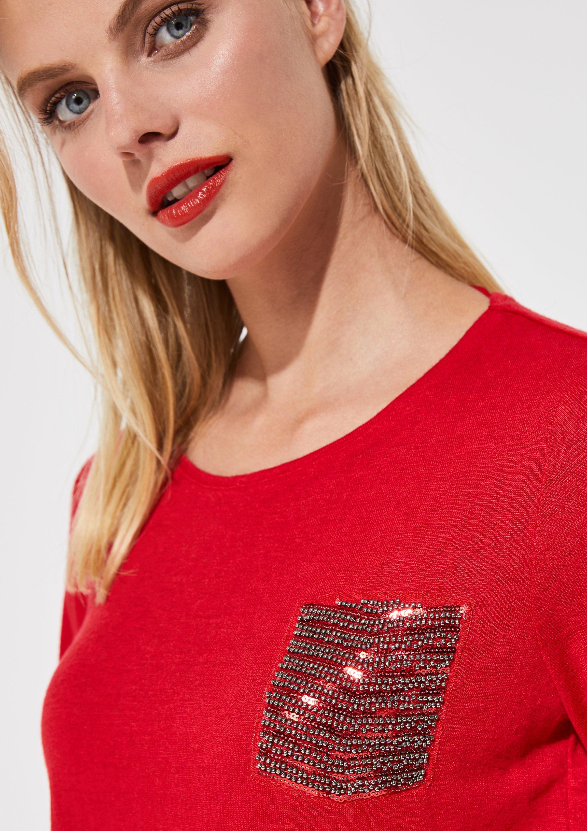 long sleeve top with sequin embellishment